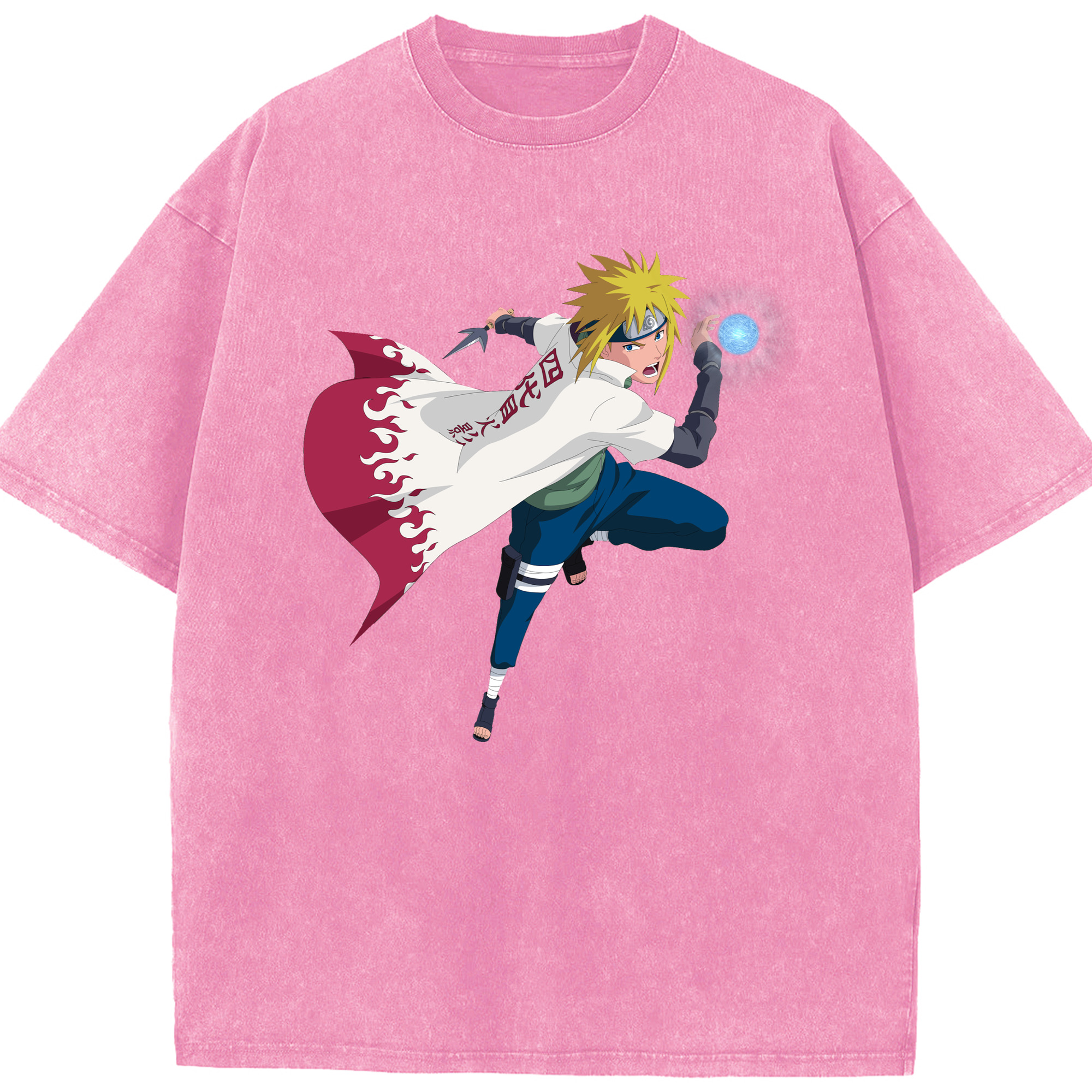 （画像用） NARUTO -ナルト- 波風 ミナト Namikaze Minato 綿100% ヴィンテージ風 半袖Tシャツ（フロントプリント）